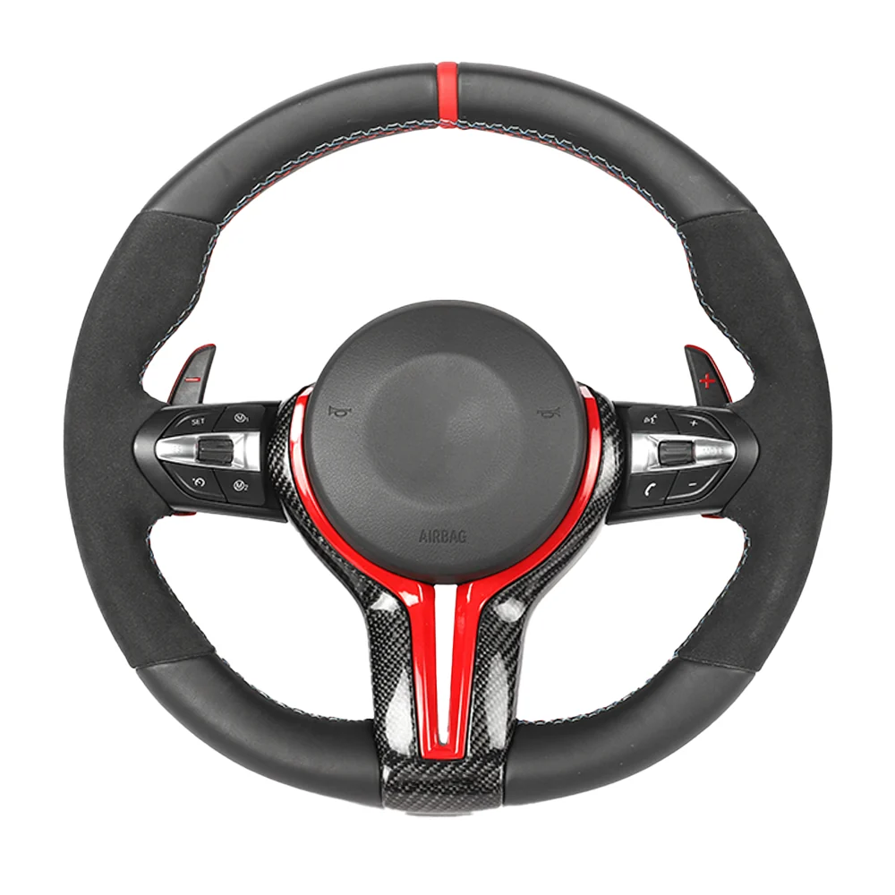 BMW FXX LEATHER / ALCANTARA / FLAT BOTTOM CUSTOM STEERING WHEEL-Custom Steering Wheels-CT CARBON-CT Carbon - High-quality carbon fiber and gloss black aerodynamic parts for premium sports and luxury vehicles.