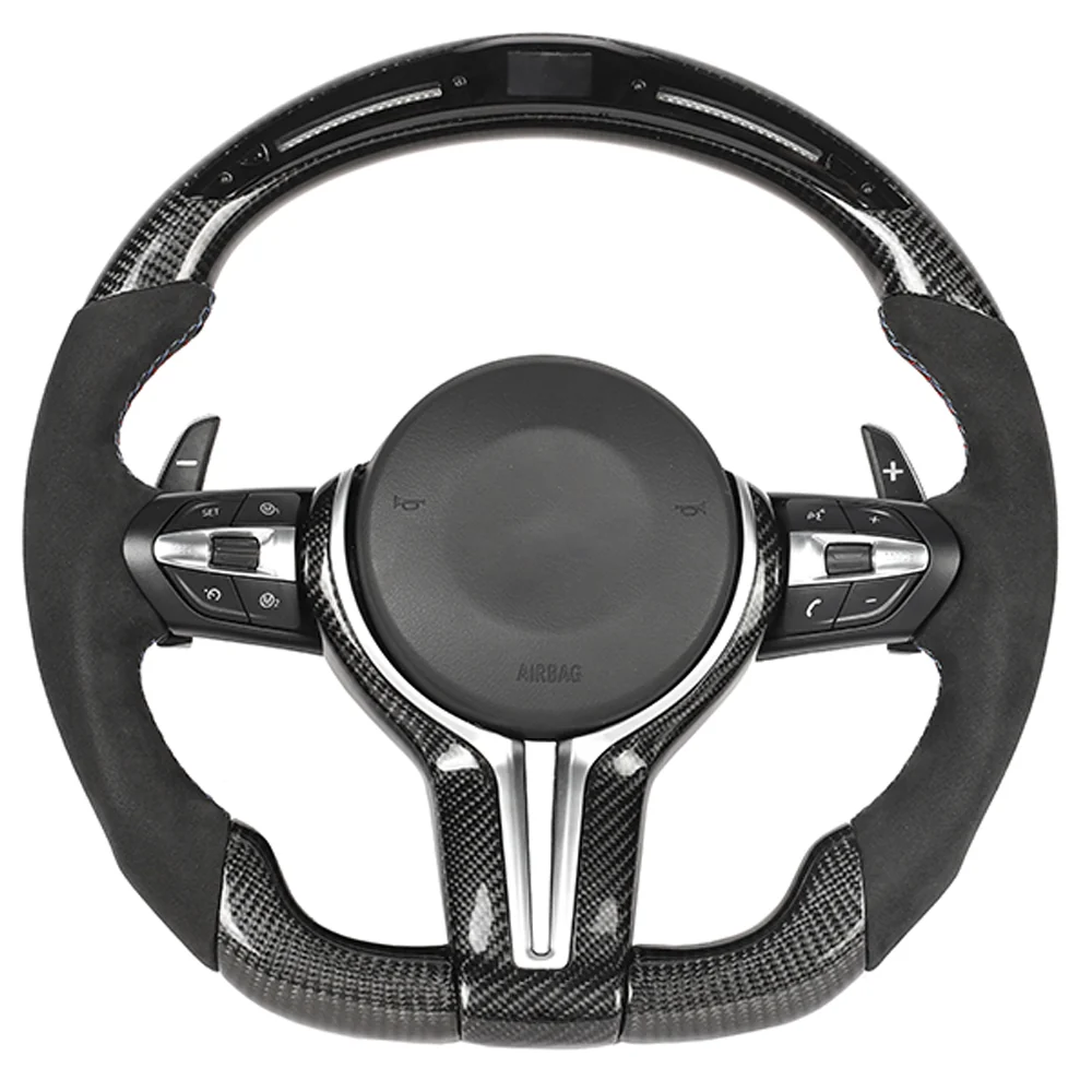 BMW FXX CARBON FIBRE / ALCANTARA / LED FLAT BOTTOM CUSTOM STEERING WHEEL-Custom Steering Wheels-CT CARBON-CT Carbon - High-quality carbon fiber and gloss black aerodynamic parts for premium sports and luxury vehicles.