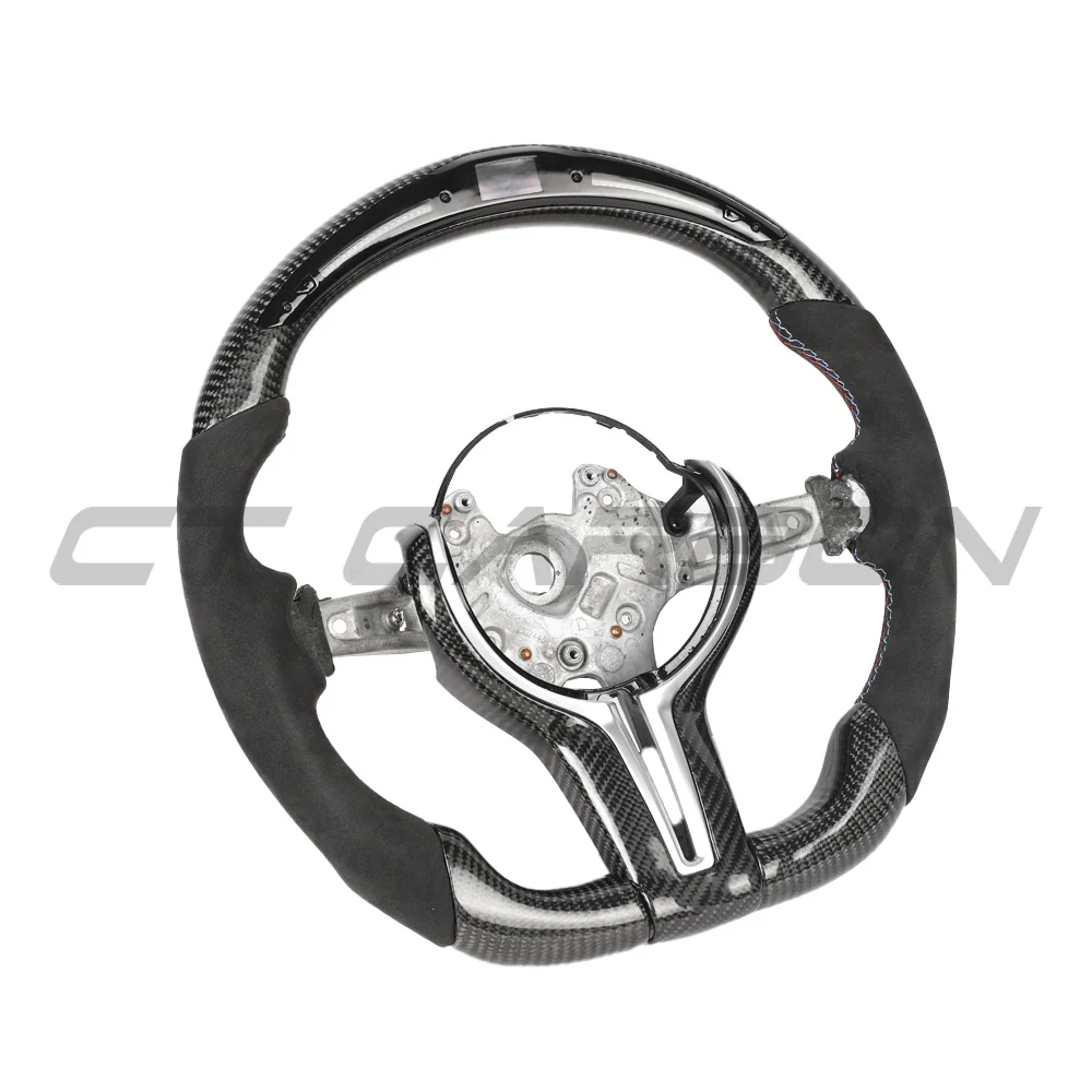 BMW FXX CARBON FIBRE / ALCANTARA / LED FLAT BOTTOM CUSTOM STEERING WHEEL-Custom Steering Wheels-CT CARBON-CT Carbon - High-quality carbon fiber and gloss black aerodynamic parts for premium sports and luxury vehicles.