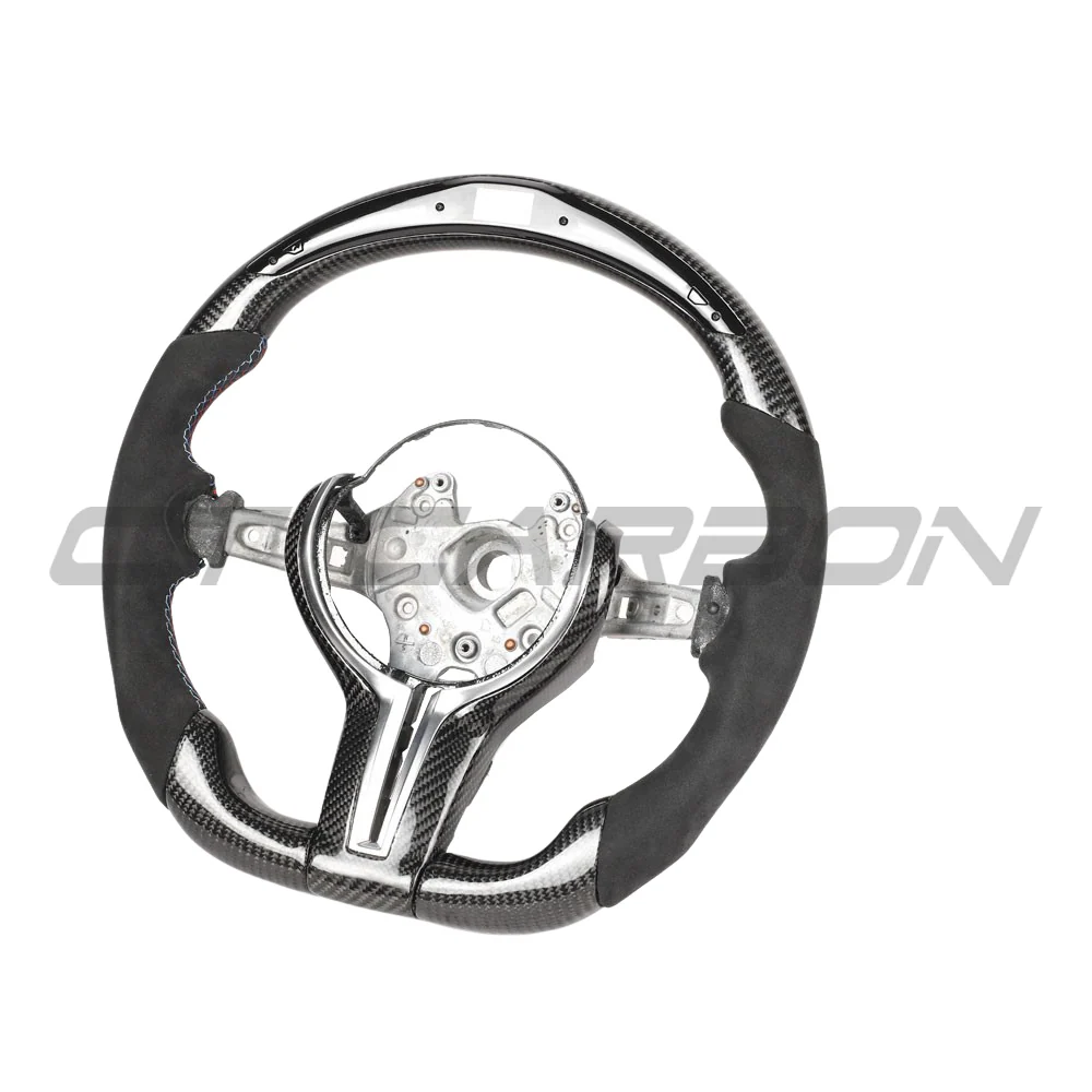 BMW FXX CARBON FIBRE / ALCANTARA / LED FLAT BOTTOM CUSTOM STEERING WHEEL-Custom Steering Wheels-CT CARBON-CT Carbon - High-quality carbon fiber and gloss black aerodynamic parts for premium sports and luxury vehicles.