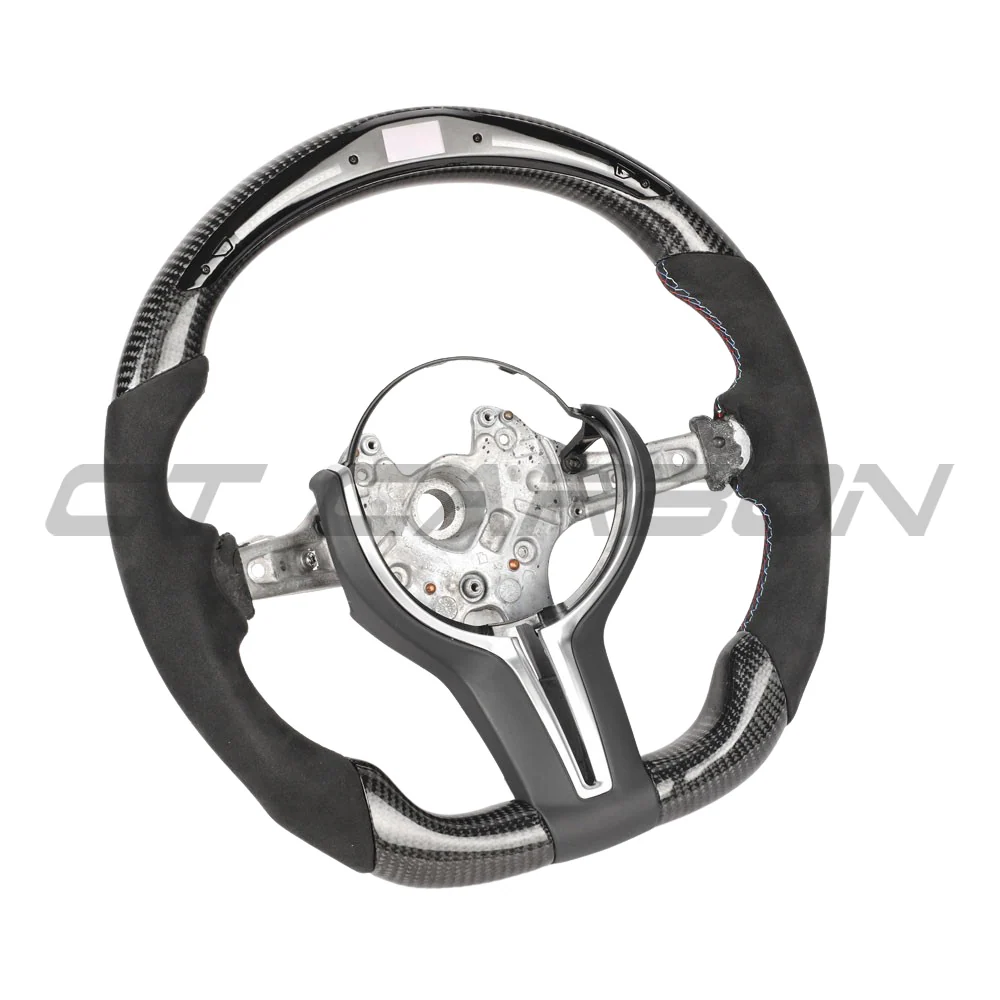 BMW FXX CARBON FIBRE / ALCANTARA / LED FLAT BOTTOM CUSTOM STEERING WHEEL-Custom Steering Wheels-CT CARBON-CT Carbon - High-quality carbon fiber and gloss black aerodynamic parts for premium sports and luxury vehicles.