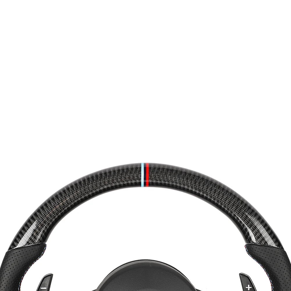 BMW FXX CARBON FIBRE / LEATHER FLAT BOTTOM CUSTOM STEERING WHEEL-Custom Steering Wheels-CT CARBON-CT Carbon - High-quality carbon fiber and gloss black aerodynamic parts for premium sports and luxury vehicles.