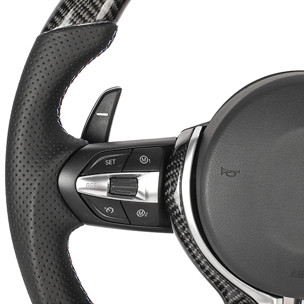 BMW FXX CARBON FIBRE / LEATHER FLAT BOTTOM CUSTOM STEERING WHEEL-Custom Steering Wheels-CT CARBON-CT Carbon - High-quality carbon fiber and gloss black aerodynamic parts for premium sports and luxury vehicles.