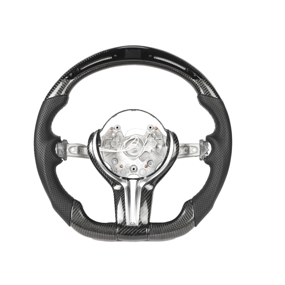 BMW FXX CARBON FIBRE / LEATHER / LED FLAT BOTTOM CUSTOM STEERING WHEEL-Custom Steering Wheels-CT CARBON-CT Carbon - High-quality carbon fiber and gloss black aerodynamic parts for premium sports and luxury vehicles.