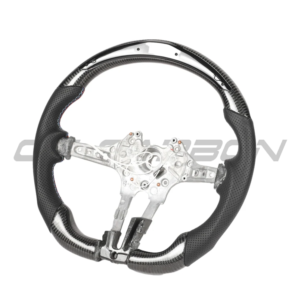BMW FXX CARBON FIBRE / LEATHER / LED FLAT BOTTOM CUSTOM STEERING WHEEL-Custom Steering Wheels-CT CARBON-CT Carbon - High-quality carbon fiber and gloss black aerodynamic parts for premium sports and luxury vehicles.