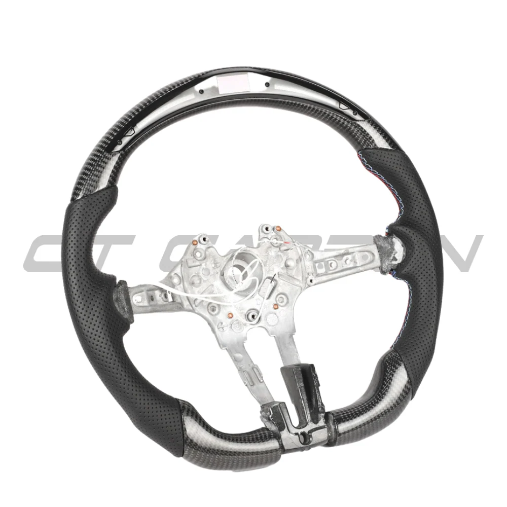BMW FXX CARBON FIBRE / LEATHER / LED FLAT BOTTOM CUSTOM STEERING WHEEL-Custom Steering Wheels-CT CARBON-CT Carbon - High-quality carbon fiber and gloss black aerodynamic parts for premium sports and luxury vehicles.