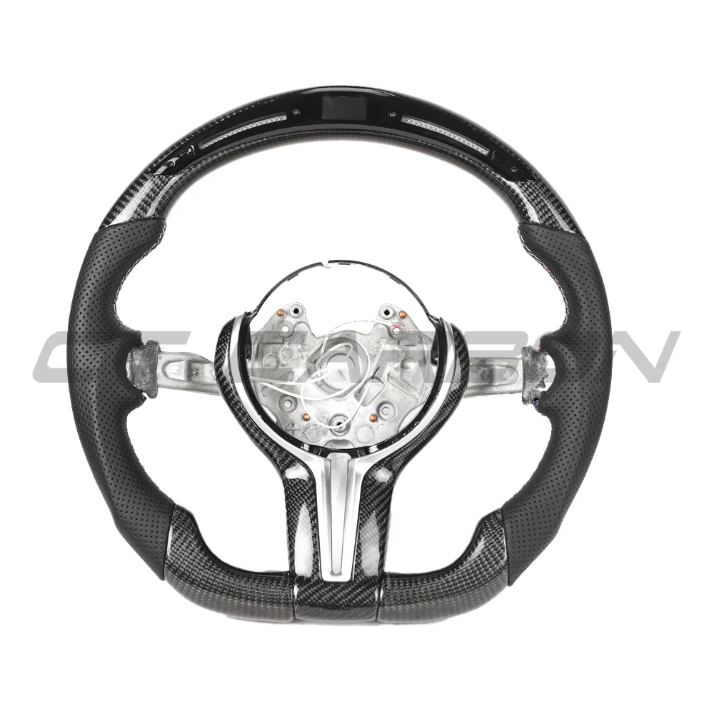 BMW FXX CARBON FIBRE / LEATHER / LED FLAT BOTTOM CUSTOM STEERING WHEEL-Custom Steering Wheels-CT CARBON-CT Carbon - High-quality carbon fiber and gloss black aerodynamic parts for premium sports and luxury vehicles.