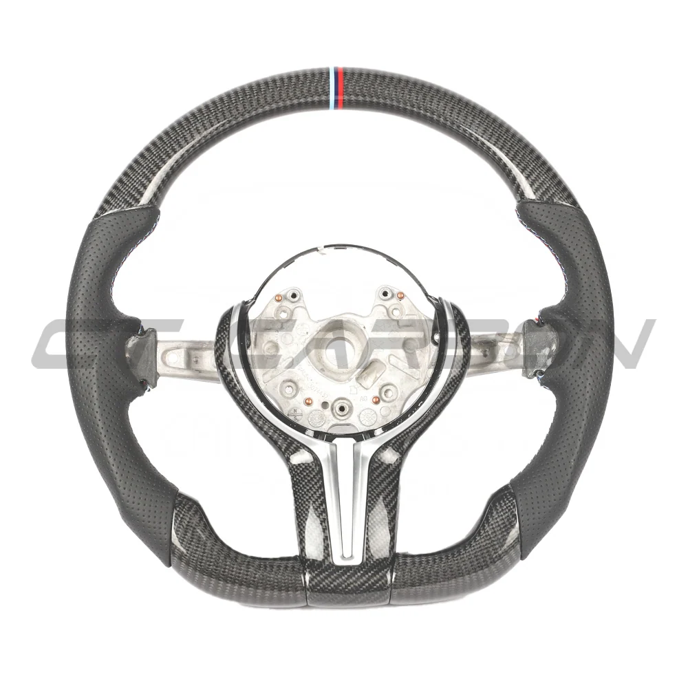 BMW FXX CARBON FIBRE & LEATHER FLAT BOTTOM CUSTOM STEERING WHEEL