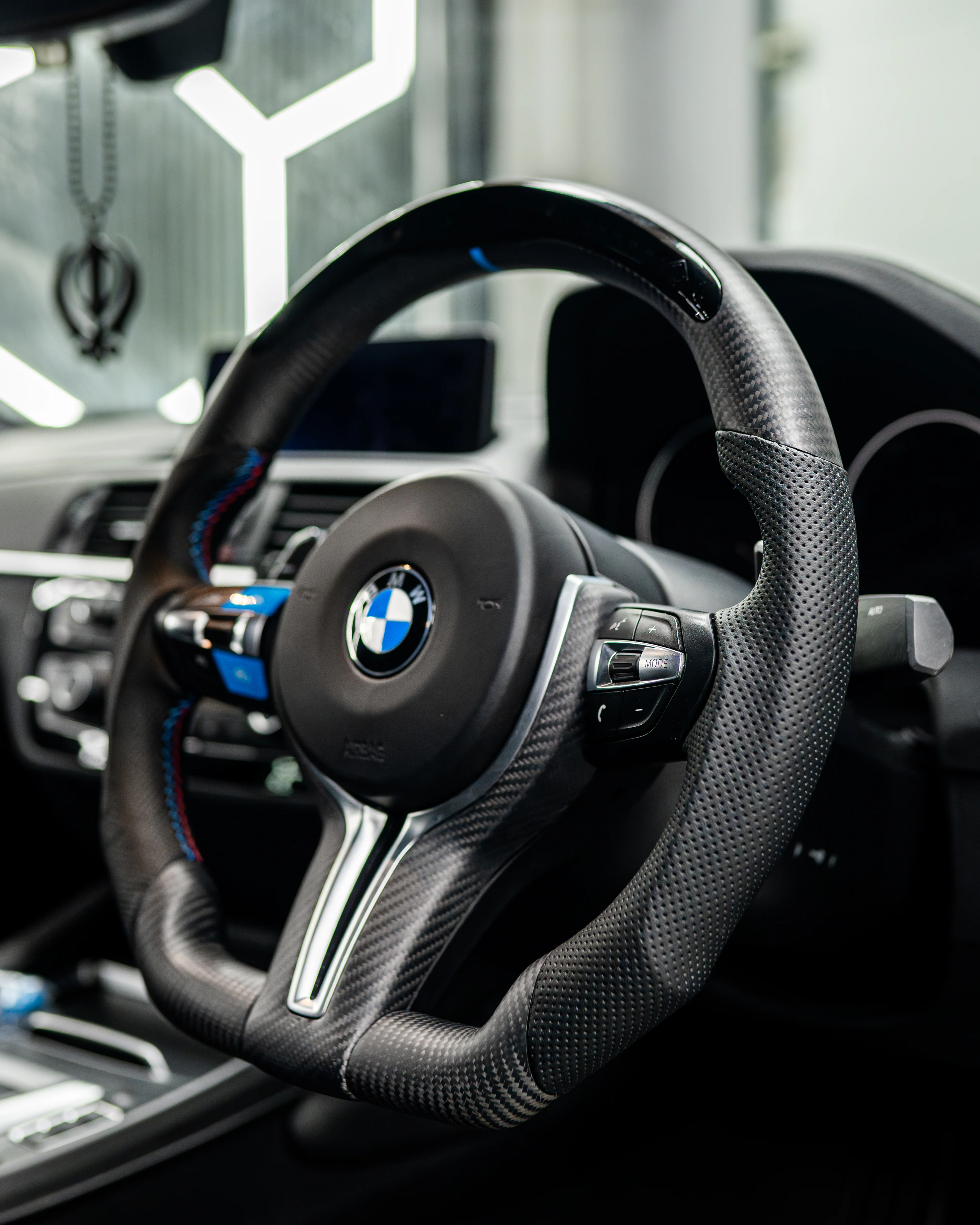 BMW Fxx M CAR MATTE CARBON FIBRE STEERING WHEEL TRIM-Accessories-CT CARBON-CT Carbon - High-quality carbon fiber and gloss black aerodynamic parts for premium sports and luxury vehicles.
