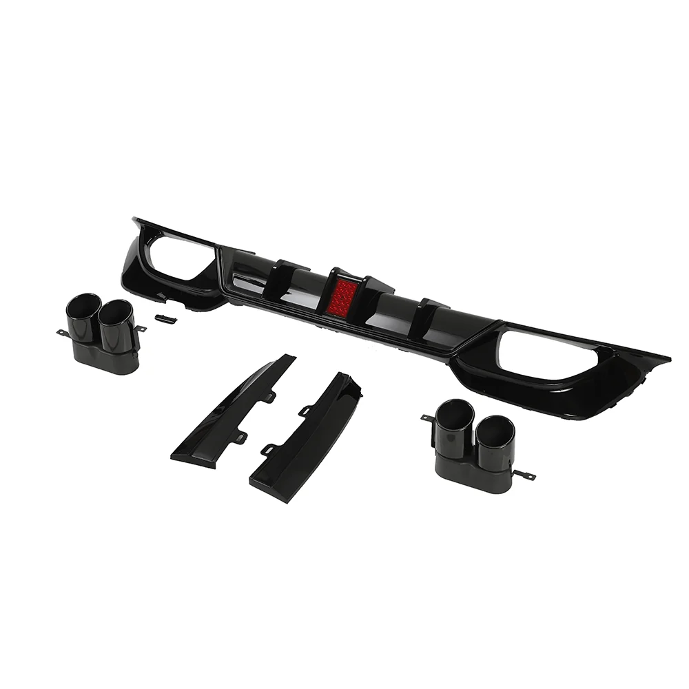 BMW 3 SERIES G20/G21 GLOSS LED BLACK DIFFUSER WITH TIPS-Diffuser-BLAK BY CT-CT Carbon - High-quality carbon fiber and gloss black aerodynamic parts for premium sports and luxury vehicles.