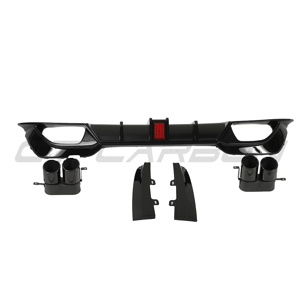 BMW 3 SERIES G20/G21 GLOSS LED BLACK DIFFUSER WITH TIPS-Diffuser-BLAK BY CT-CT Carbon - High-quality carbon fiber and gloss black aerodynamic parts for premium sports and luxury vehicles.