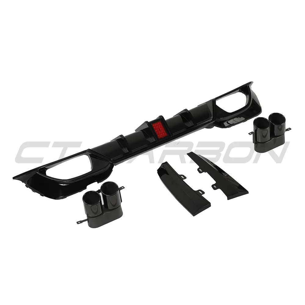 BMW 3 SERIES G20/G21 GLOSS LED BLACK DIFFUSER WITH TIPS-Diffuser-BLAK BY CT-CT Carbon - High-quality carbon fiber and gloss black aerodynamic parts for premium sports and luxury vehicles.
