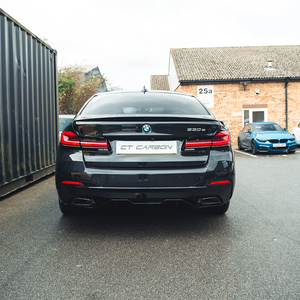 BMW 5 SERIES G30/G31 GLOSS BLACK DIFFUSER - MP STYLE - BLAK BY CT CARBON-Diffuser-BLAK BY CT-CT Carbon - High-quality carbon fiber and gloss black aerodynamic parts for premium sports and luxury vehicles.