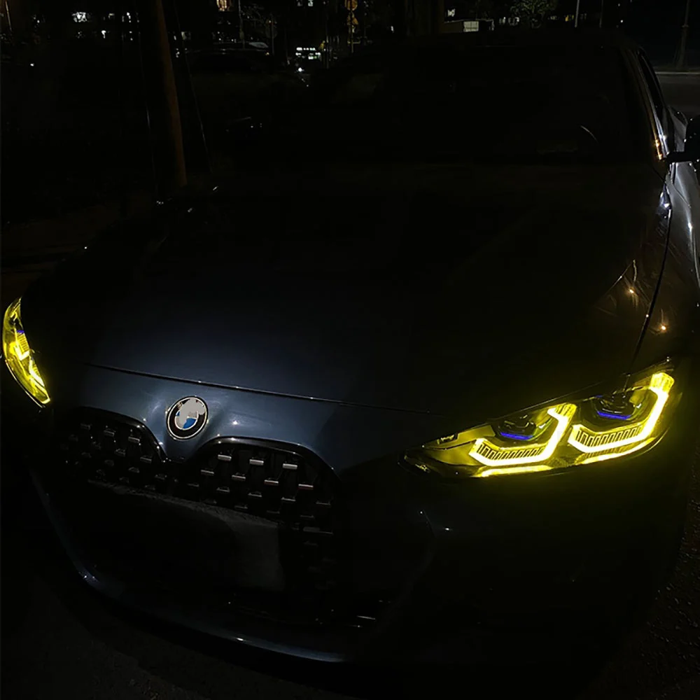 BMW G80/G81/G82/G83 M3 & M4 YELLOW ADAPTIVE DRL MODULE SET (2021-2025)-DRL-CT CARBON-CT Carbon - High-quality carbon fiber and gloss black aerodynamic parts for premium sports and luxury vehicles.