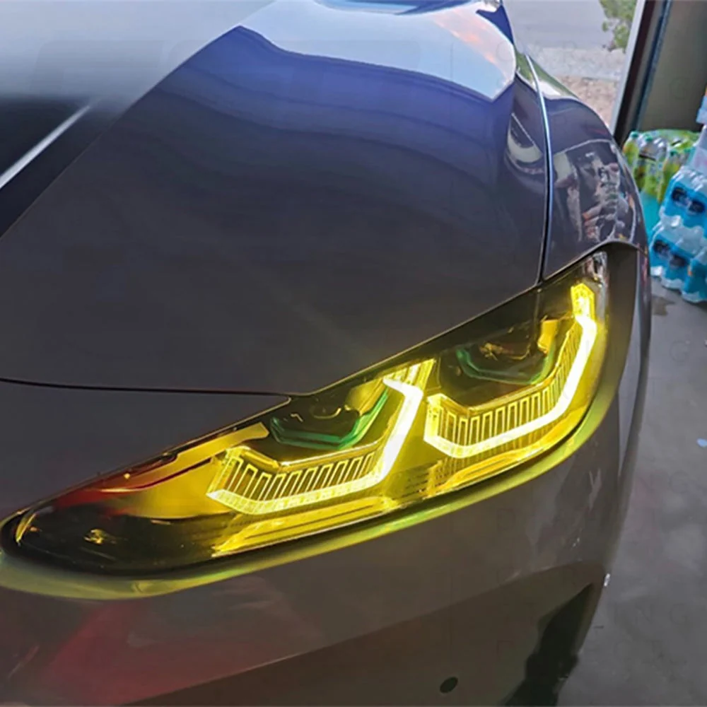 BMW G80/G81/G82/G83 M3 & M4 YELLOW ADAPTIVE DRL MODULE SET (2021-2025)-DRL-CT CARBON-CT Carbon - High-quality carbon fiber and gloss black aerodynamic parts for premium sports and luxury vehicles.