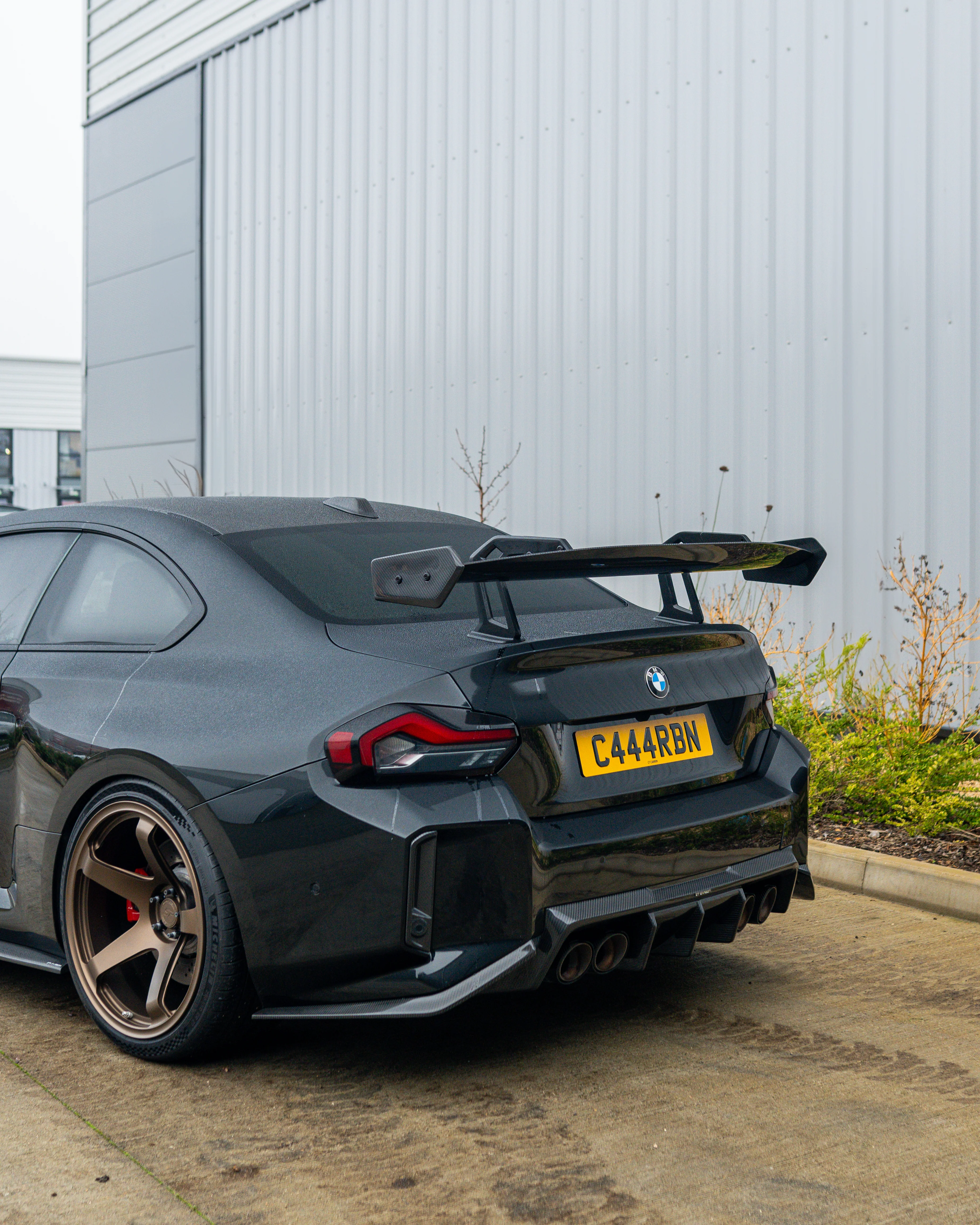 BMW G87 M2 & G42 2 SERIES CARBON FIBRE SWAN NECK WING - CT DESIGN-Spoiler-CT CARBON-CT Carbon - High-quality carbon fiber and gloss black aerodynamic parts for premium sports and luxury vehicles.