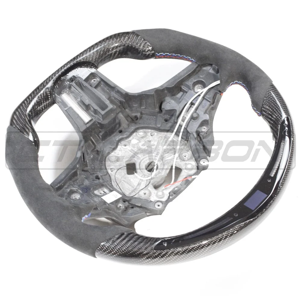 CT CARBON Steering Wheel BMW Gxx CARBON FIBRE / ALCANTARA LED FLAT BOTTOM STEERING WHEEL