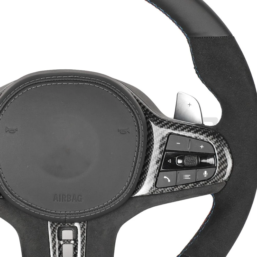 BMW Gxx ALCANTARA/LEATHER FLAT BOTTOM CUSTOM STEERING WHEEL-Custom Steering Wheels-CT CARBON-CT Carbon - High-quality carbon fiber and gloss black aerodynamic parts for premium sports and luxury vehicles.