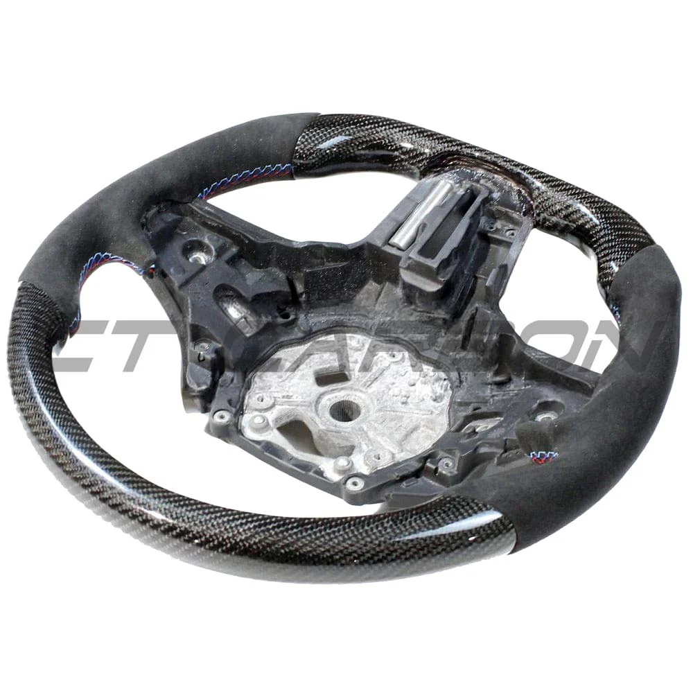 BMW Gxx 5,8,X3,X4,X5,X6,X7,M5,M8,X3M,X4M,X5M,X6M,X7M CARBON FIBRE / ALCANTARA FLAT BOTTOM STEERING WHEEL WITH HEATING