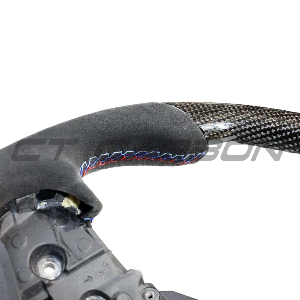 BMW Gxx 5,8,X3,X4,X5,X6,X7,M5,M8,X3M,X4M,X5M,X6M,X7M CARBON FIBRE / ALCANTARA FLAT BOTTOM STEERING WHEEL WITH HEATING