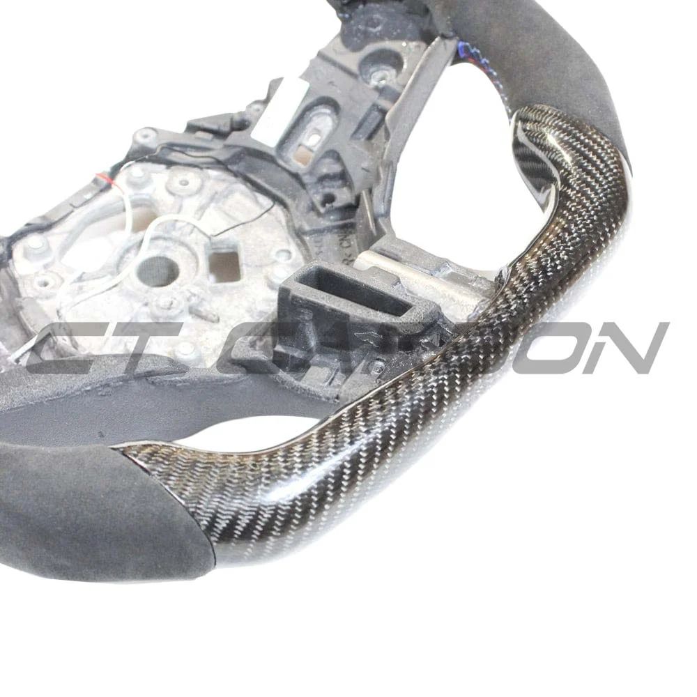 BMW Gxx M2,M3,M4 1,2,3,4 SERIES CARBON FIBRE / ALCANTARA LED FLAT BOTTOM STEERING WHEEL WITH HEATING
