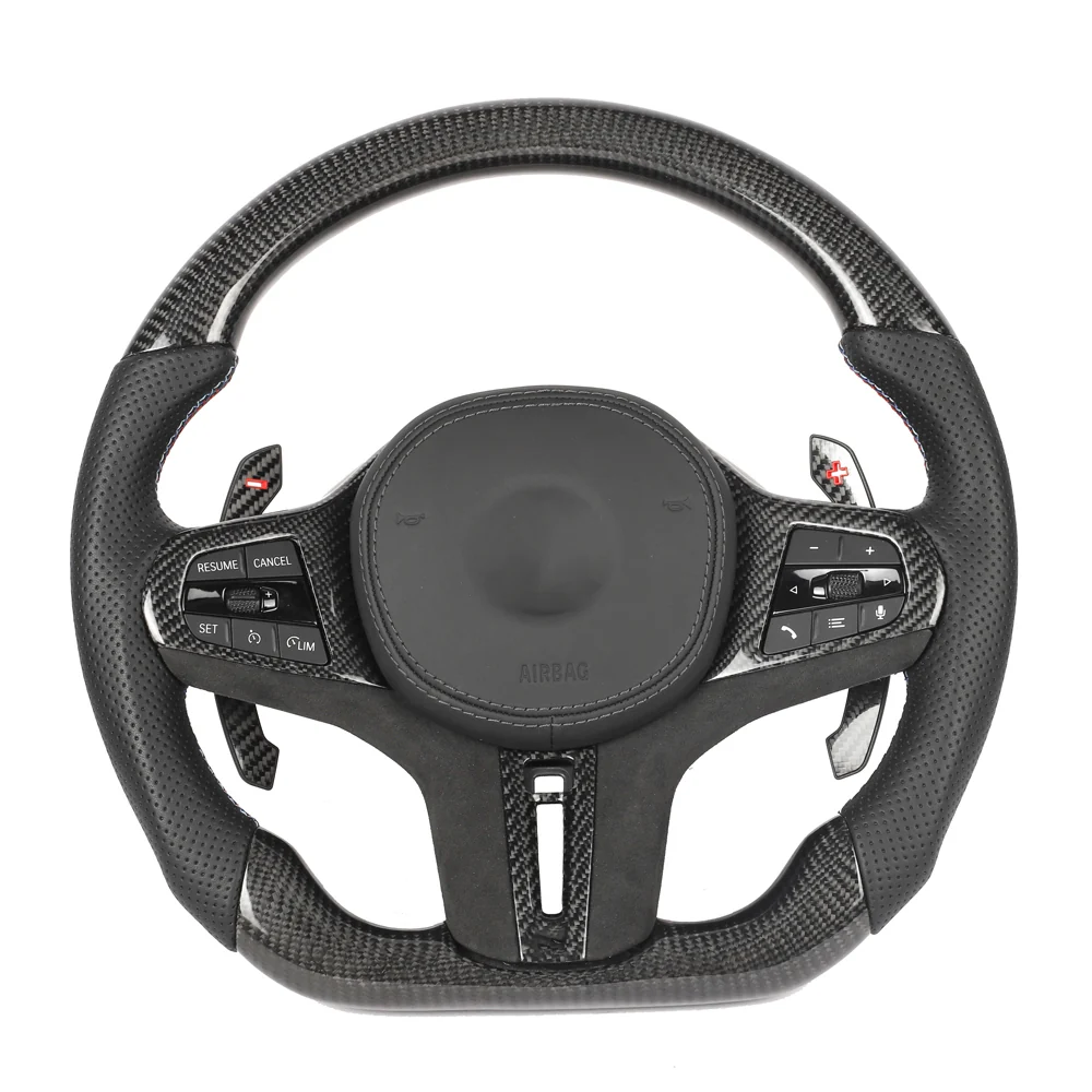 BMW Gxx CARBON FIBRE / LEATHER / FLAT BOTTOM CUSTOM STEERING WHEEL-Custom Steering Wheels-CT CARBON-CT Carbon - High-quality carbon fiber and gloss black aerodynamic parts for premium sports and luxury vehicles.