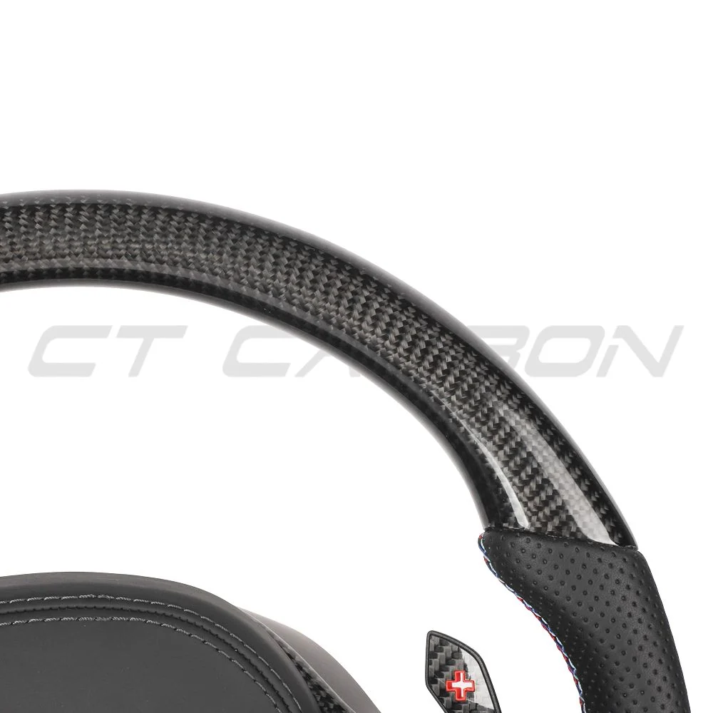 BMW Gxx CARBON FIBRE / LEATHER / FLAT BOTTOM CUSTOM STEERING WHEEL-Custom Steering Wheels-CT CARBON-CT Carbon - High-quality carbon fiber and gloss black aerodynamic parts for premium sports and luxury vehicles.
