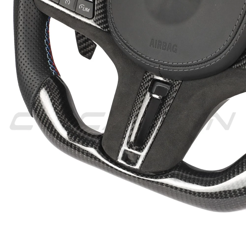BMW Gxx CARBON FIBRE / LEATHER / FLAT BOTTOM CUSTOM STEERING WHEEL-Custom Steering Wheels-CT CARBON-CT Carbon - High-quality carbon fiber and gloss black aerodynamic parts for premium sports and luxury vehicles.