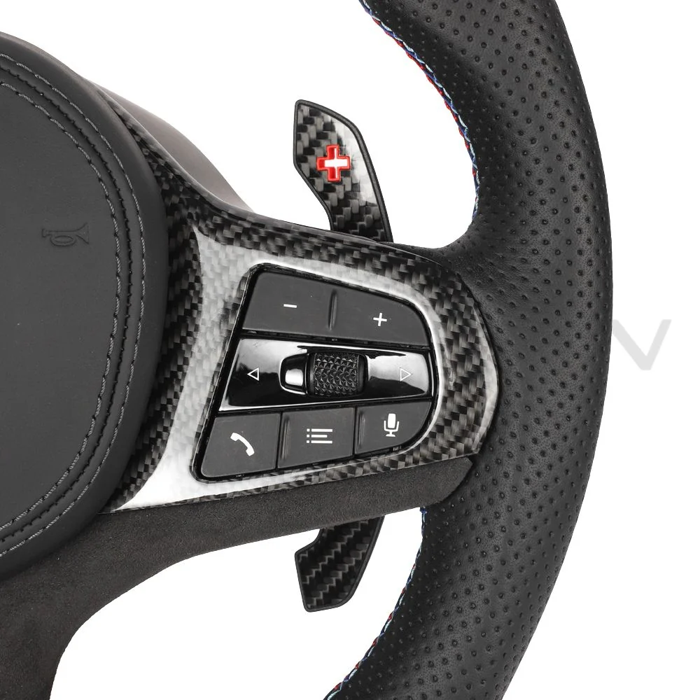 BMW Gxx CARBON FIBRE / LEATHER / FLAT BOTTOM CUSTOM STEERING WHEEL-Custom Steering Wheels-CT CARBON-CT Carbon - High-quality carbon fiber and gloss black aerodynamic parts for premium sports and luxury vehicles.
