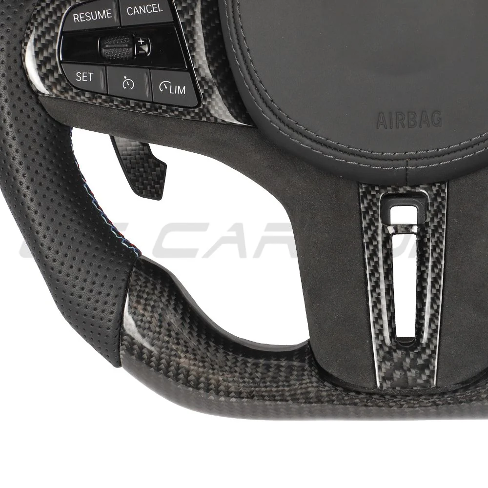 BMW Gxx CARBON FIBRE / LEATHER / FLAT BOTTOM CUSTOM STEERING WHEEL-Custom Steering Wheels-CT CARBON-CT Carbon - High-quality carbon fiber and gloss black aerodynamic parts for premium sports and luxury vehicles.