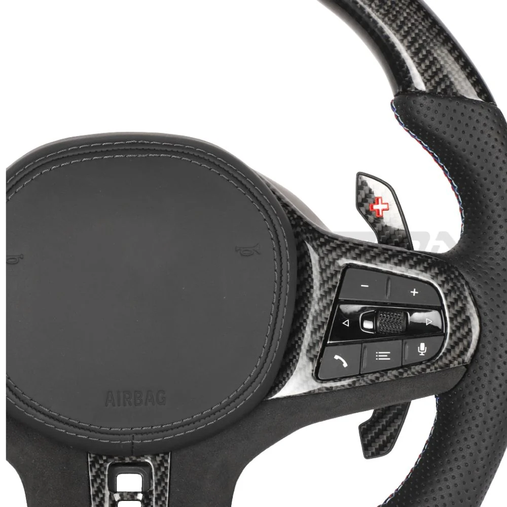 BMW Gxx CARBON FIBRE / LEATHER / FLAT BOTTOM CUSTOM STEERING WHEEL-Custom Steering Wheels-CT CARBON-CT Carbon - High-quality carbon fiber and gloss black aerodynamic parts for premium sports and luxury vehicles.