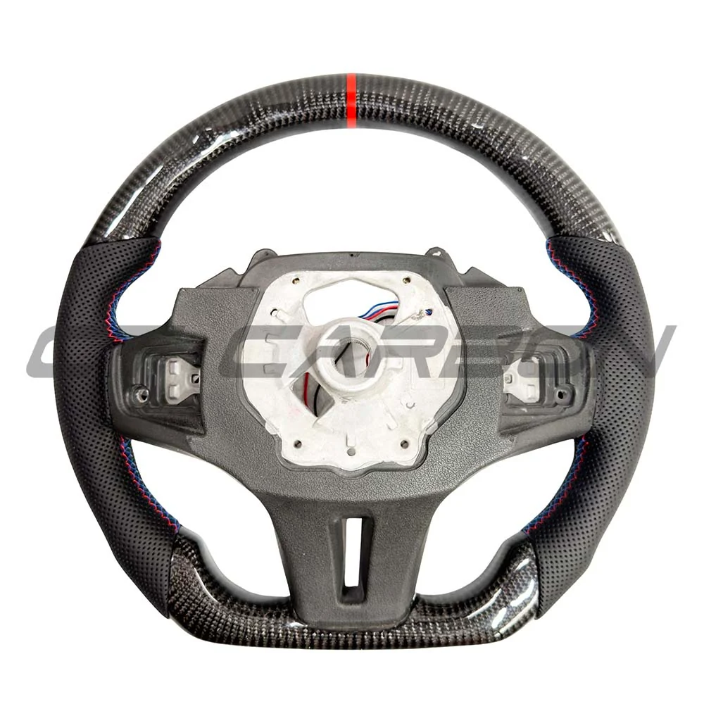 BMW GXX CARBON FIBRE/LEATHER FLAT BOTTOM STEERING WHEEL WITH HEATING