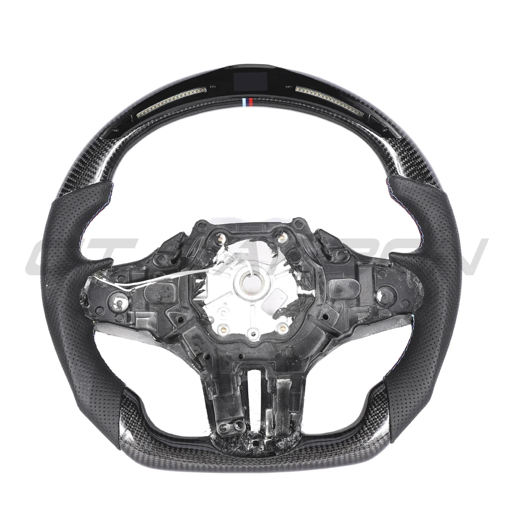 BMW GXX CARBON FIBRE / LEATHER / LED FLAT BOTTOM CUSTOM STEERING WHEEL-Custom Steering Wheels-CT CARBON-CT Carbon - High-quality carbon fiber and gloss black aerodynamic parts for premium sports and luxury vehicles.