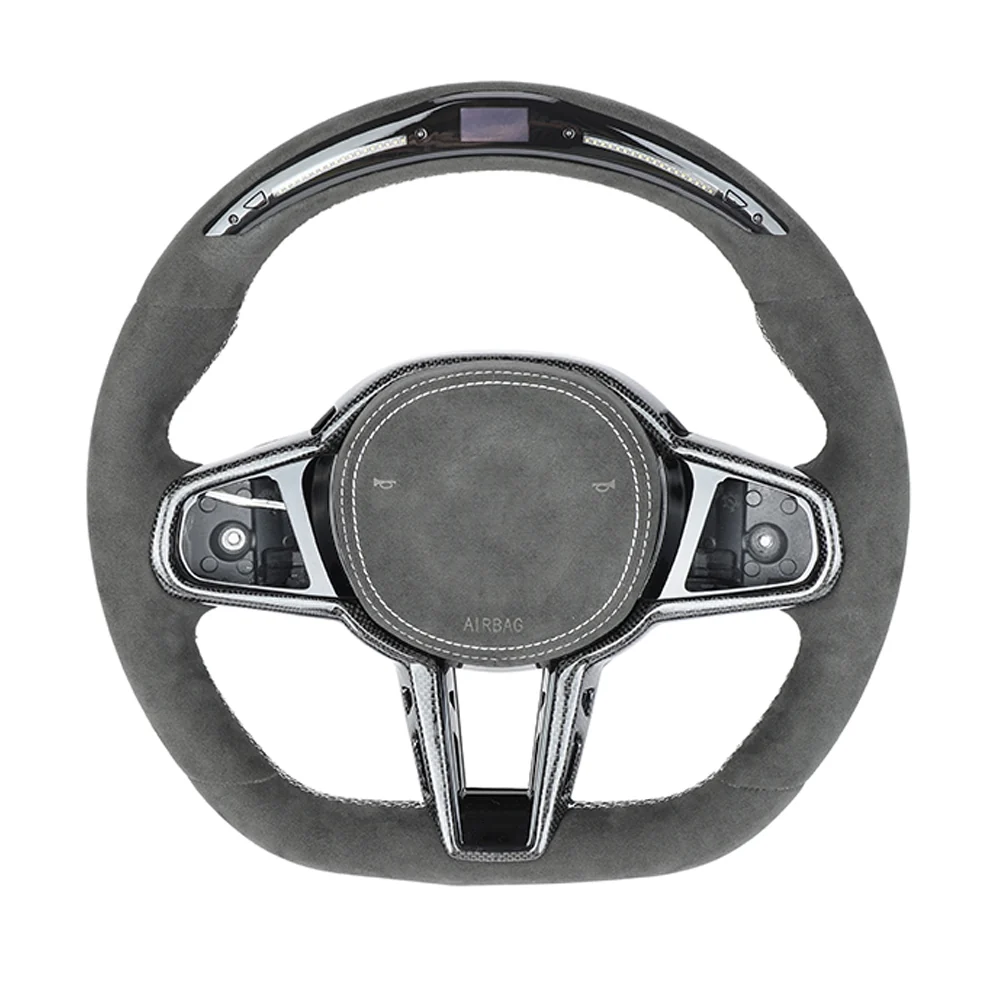 BMW GXX LCI ALCANTARA LED FLAT BOTTOM CUSTOM STEERING WHEEL-Custom Steering Wheels-CT CARBON-CT Carbon - High-quality carbon fiber and gloss black aerodynamic parts for premium sports and luxury vehicles.