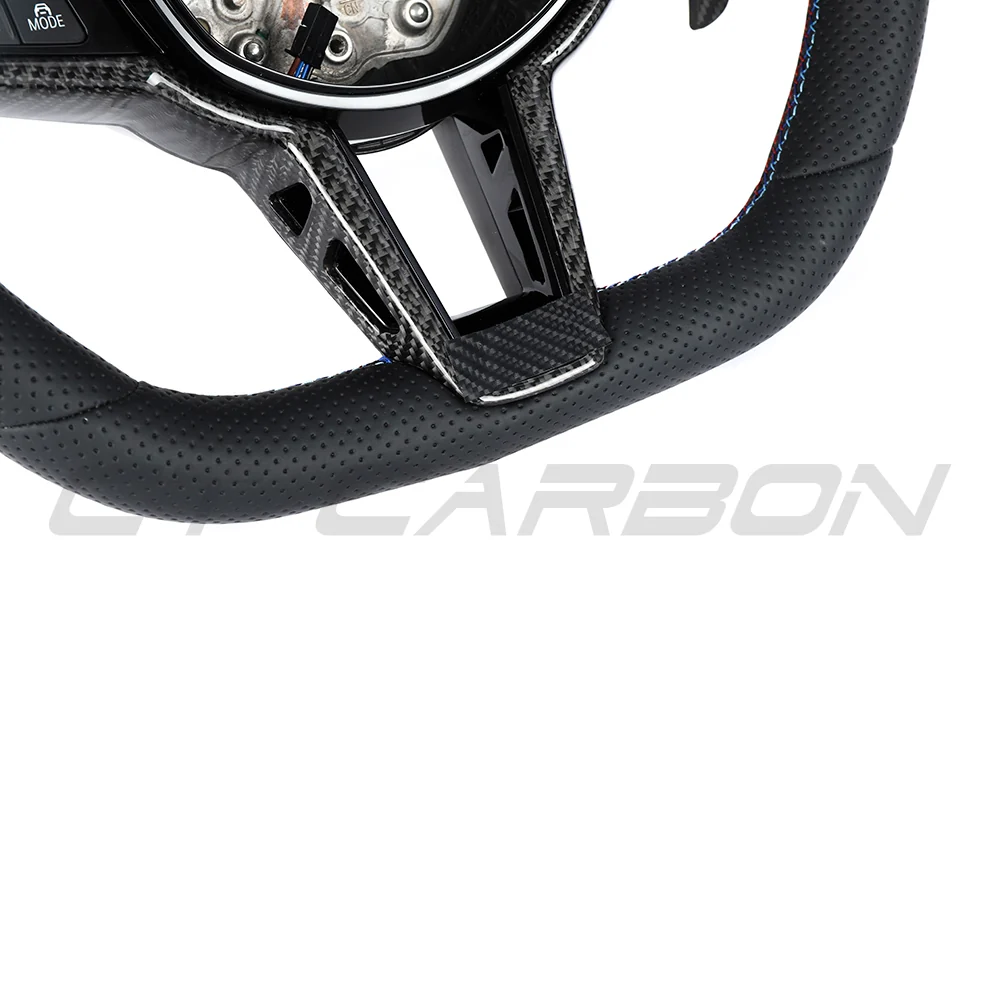 BMW Gxx LCI FULL LEATHER FLAT BOTTOM CUSTOM STEERING WHEEL-Custom Steering Wheels-CT CARBON-CT Carbon - High-quality carbon fiber and gloss black aerodynamic parts for premium sports and luxury vehicles.