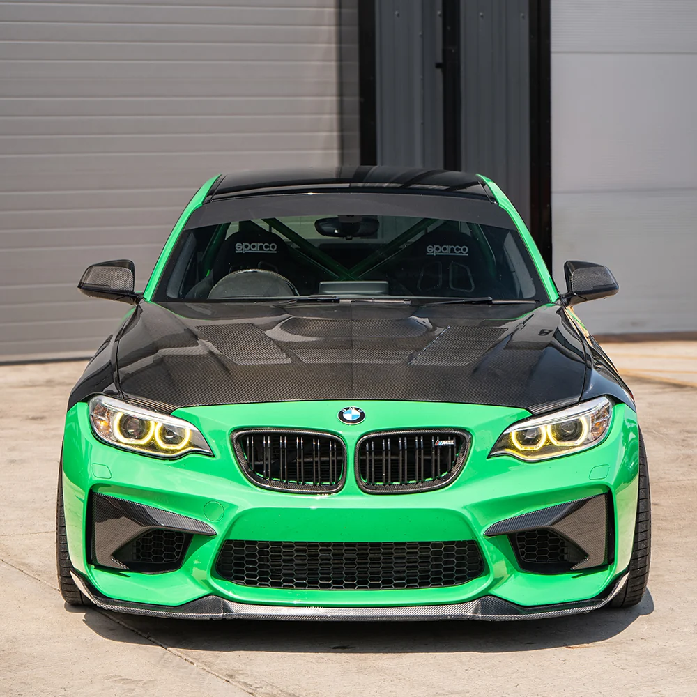 BMW M2 F87 N55 (OG) CARBON FIBRE FRONT BUMPER CORNERS-Accessories-CT CARBON-CT Carbon - High-quality carbon fiber and gloss black aerodynamic parts for premium sports and luxury vehicles.