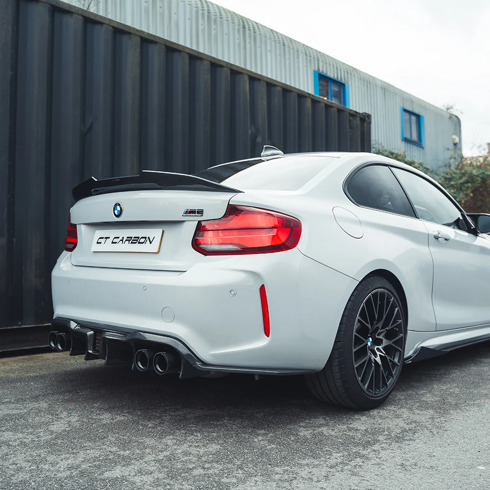 BMW M2/M2C F87 AGGRESSIVE CARBON FIBRE DIFFUSER-Diffuser-CT CARBON-CT Carbon - High-quality carbon fiber and gloss black aerodynamic parts for premium sports and luxury vehicles.