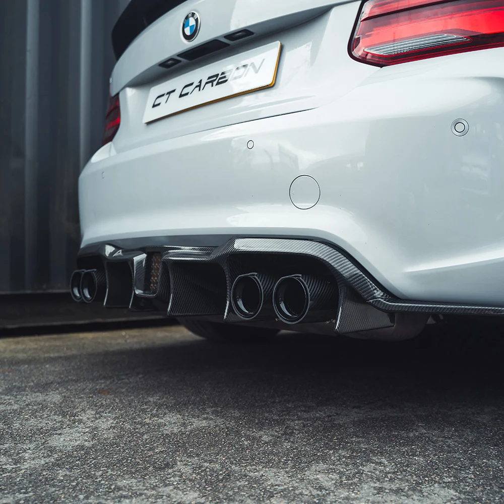 BMW M2/M2C F87 AGGRESSIVE CARBON FIBRE DIFFUSER-Diffuser-CT CARBON-CT Carbon - High-quality carbon fiber and gloss black aerodynamic parts for premium sports and luxury vehicles.
