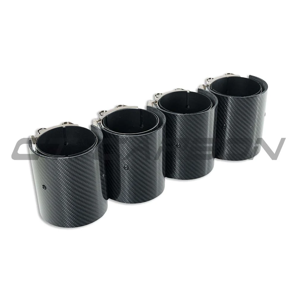 BMW M2, M3, M4 G87/G80/G81/G82/G83 CARBON EXHAUST TIPS - BLACK STRAIGHT CUT (SET OF 4)