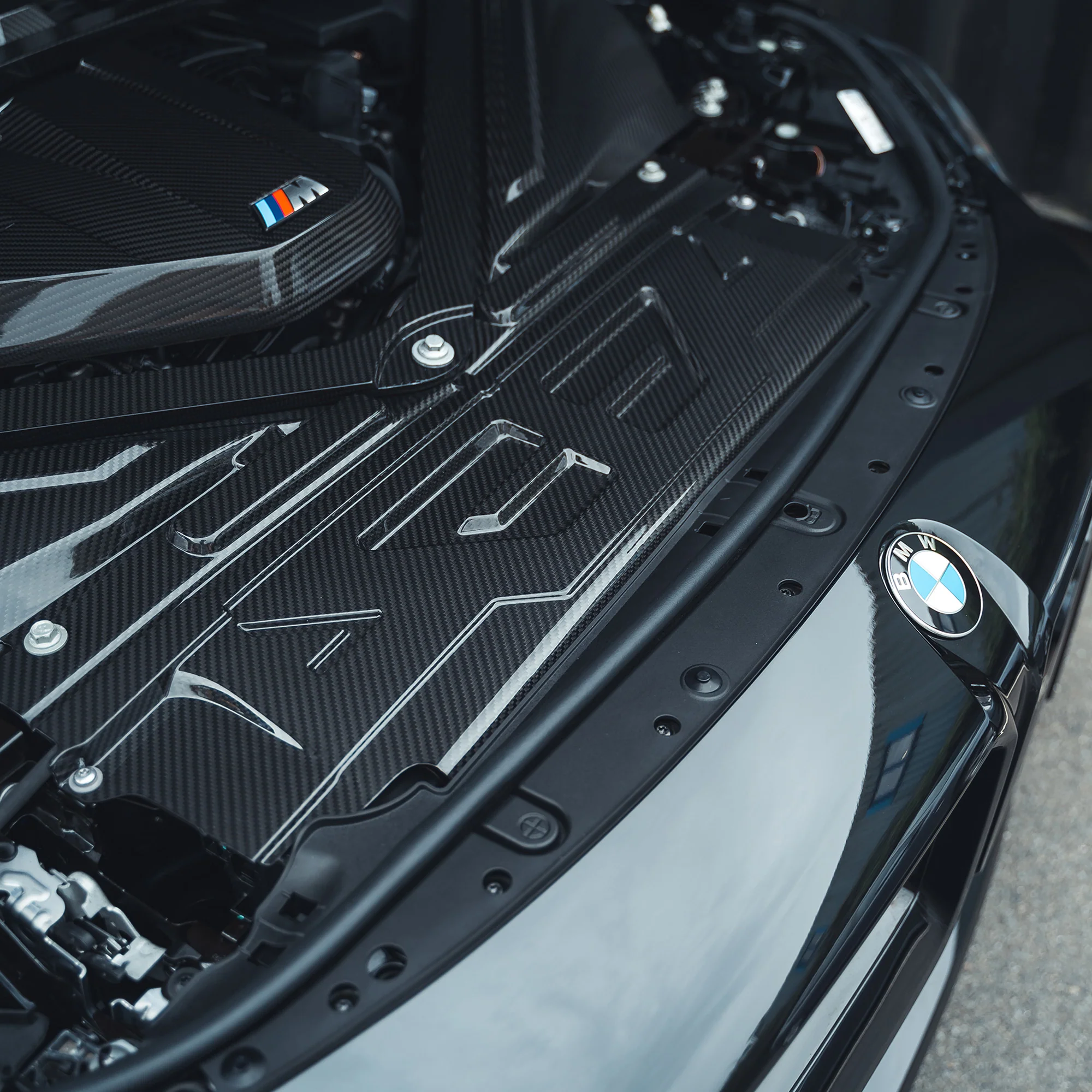 BMW M2 M3 & M4 G87/G80/G81/G82/G83 CARBON FIBRE ENGINE DRESS UP KIT-Accessories-CT CARBON-CT Carbon - High-quality carbon fiber and gloss black aerodynamic parts for premium sports and luxury vehicles.
