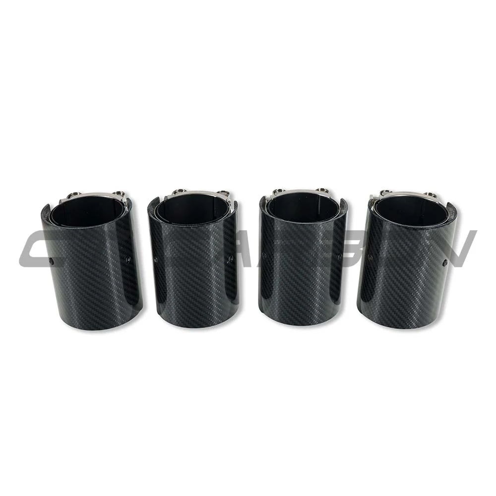 BMW M2/M3/M4/M5 F10/F80/F82/F83/F87 CARBON FIBRE EXHAUST TIPS - BLACK x4