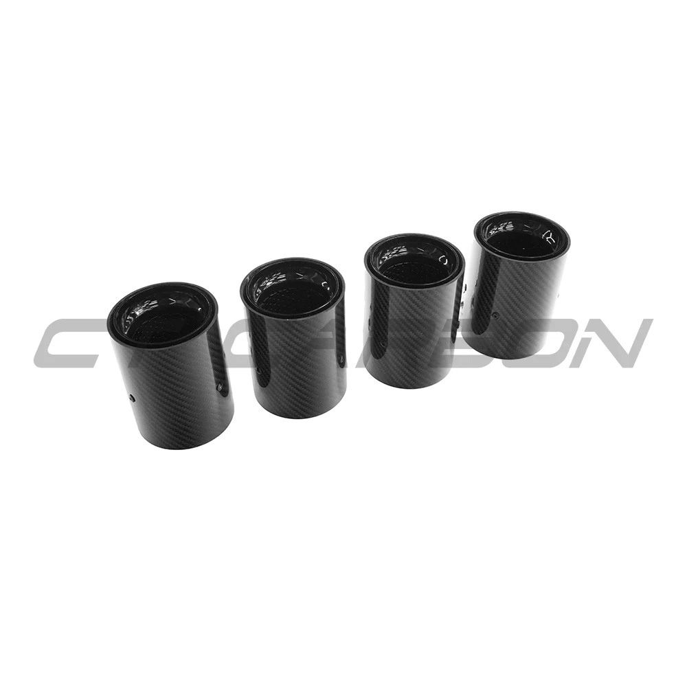 BMW M2/M3/M4/M5 F10/F80/F82/F83/F87 CARBON FIBRE EXHAUST TIPS - BLACK x4-Exhaust Tips-CT CARBON-CT Carbon - High-quality carbon fiber and gloss black aerodynamic parts for premium sports and luxury vehicles.