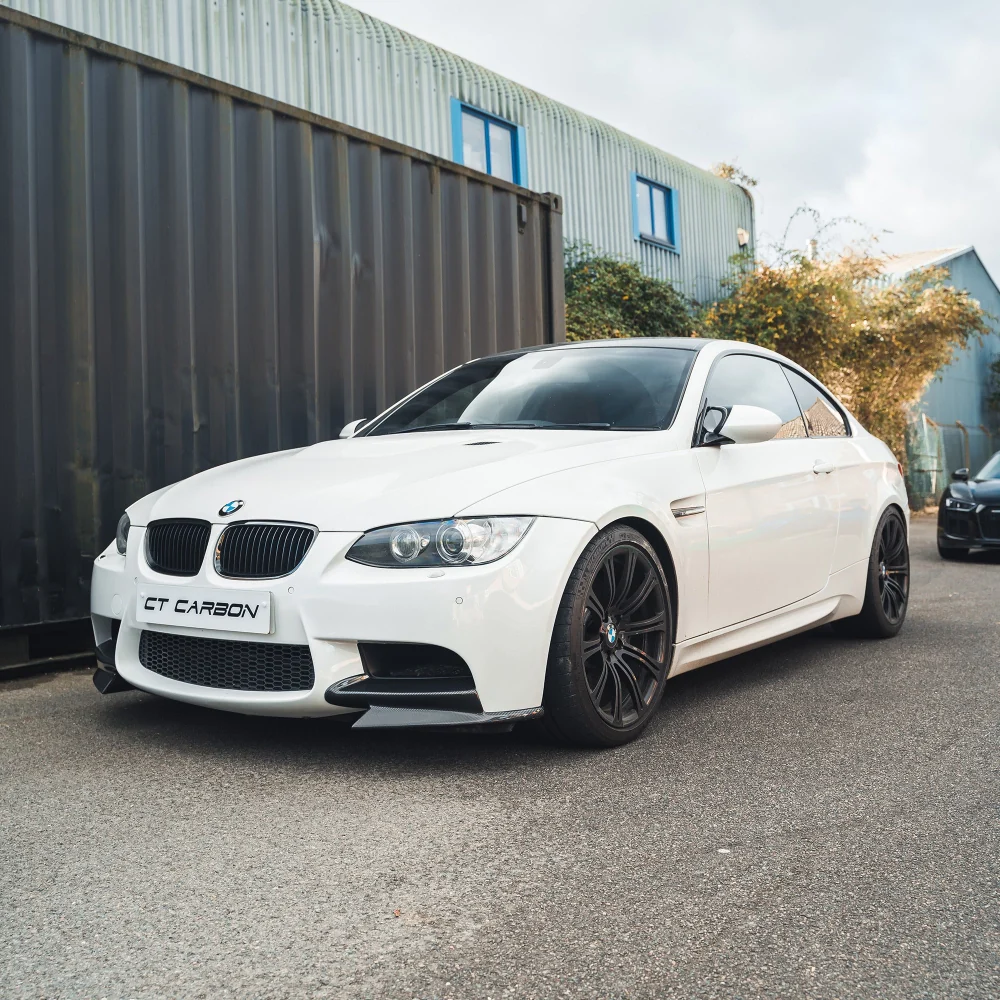 BMW M3 E92/E90 CARBON FRONT CANARD SPLITTERS - MP STYLE-Splitter-CT CARBON-CT Carbon - High-quality carbon fiber and gloss black aerodynamic parts for premium sports and luxury vehicles.