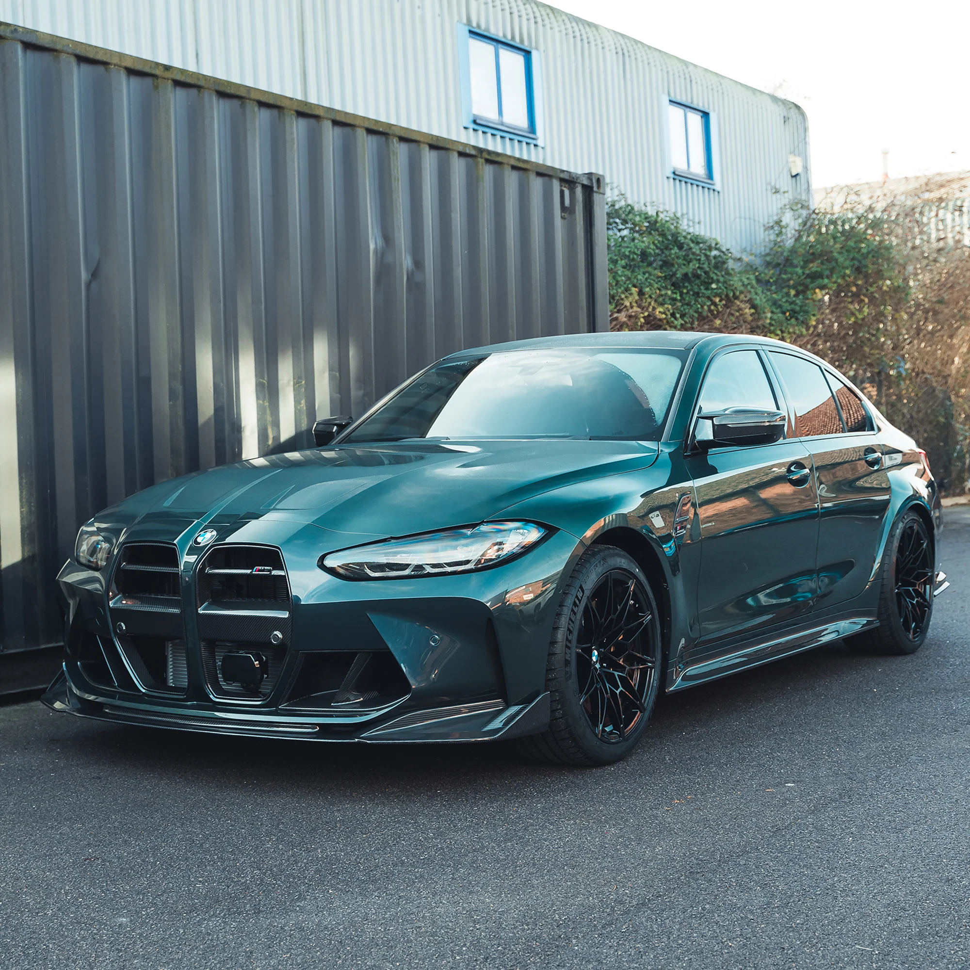BMW M3 G80/G81 CARBON FIBRE SIDE SKIRT REPLACEMENT - V3-Side Skirts-CT CARBON-CT Carbon - High-quality carbon fiber and gloss black aerodynamic parts for premium sports and luxury vehicles.