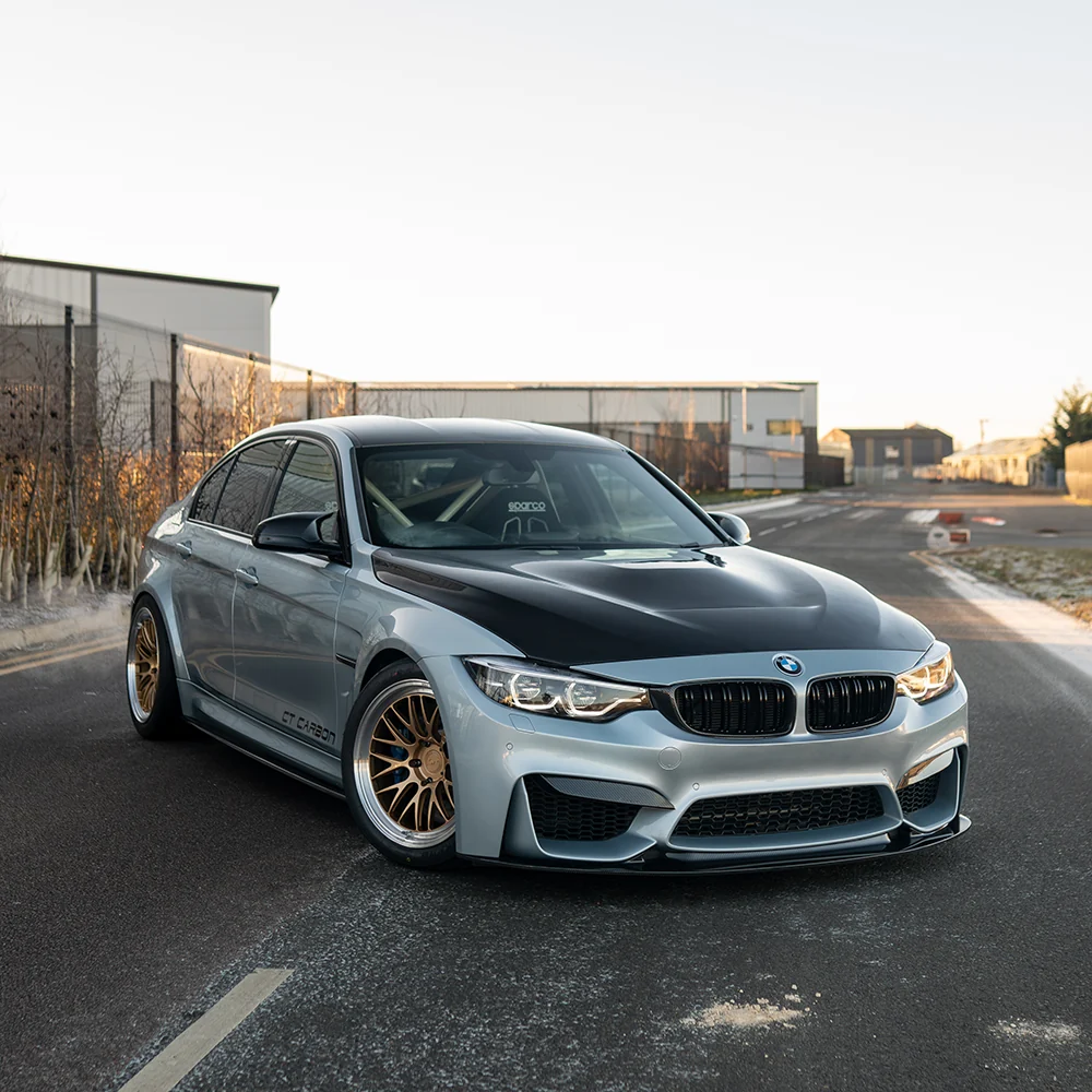 BMW M3/M4 (F80 F82 F83) PRE-PREG CARBON FIBRE SPLITTER - GT STYLE-Splitter-CT CARBON-CT Carbon - High-quality carbon fiber and gloss black aerodynamic parts for premium sports and luxury vehicles.
