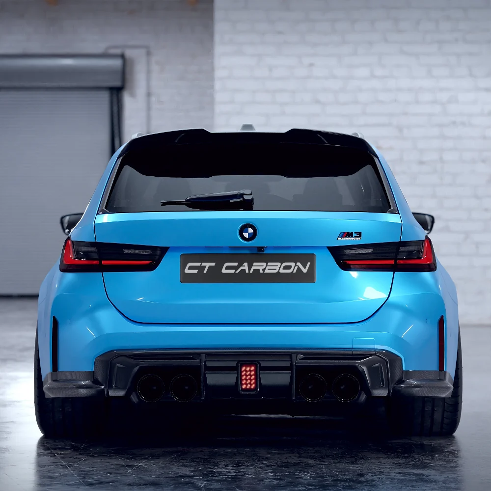 BMW M3/M4 G80/G81/G82/G83 CARBON FIBRE DIFFUSER WITH LED - CT DESIGN-Diffuser-CT CARBON-CT Carbon - High-quality carbon fiber and gloss black aerodynamic parts for premium sports and luxury vehicles.