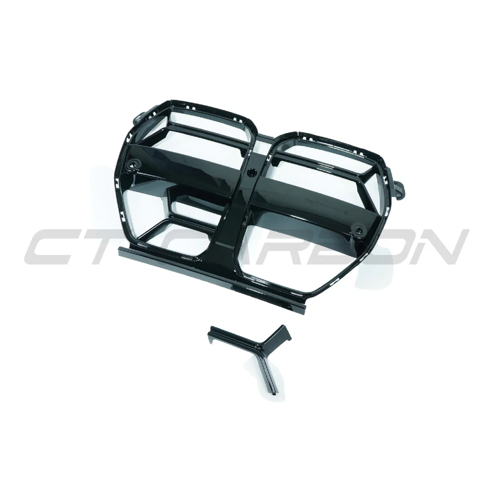 BMW M3 & M4 G80/G81/G82/G83 GLOSS BLACK GRILLE - CSL STYLE-Grille-BLAK BY CT-CT Carbon - High-quality carbon fiber and gloss black aerodynamic parts for premium sports and luxury vehicles.