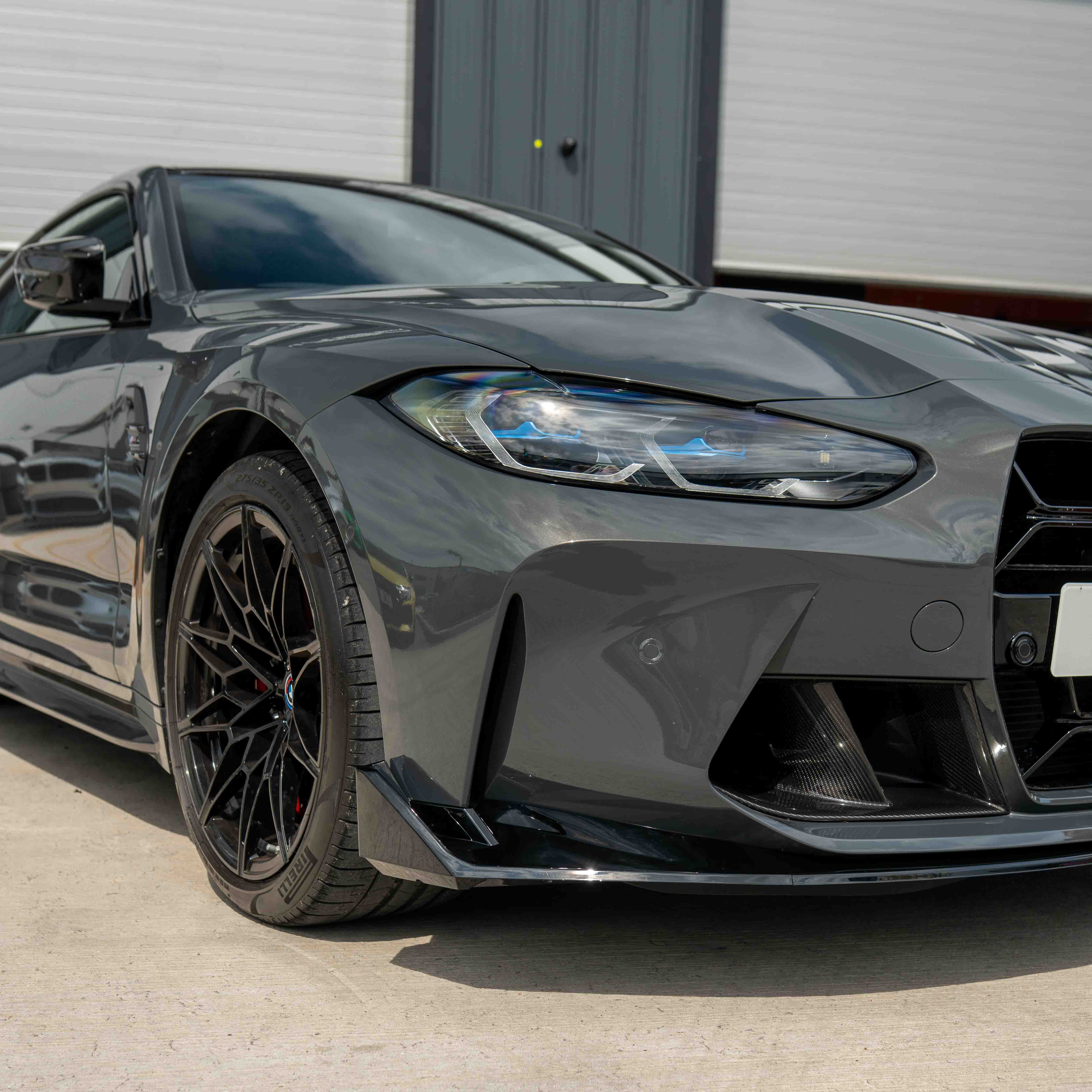 BMW M3 & M4 G80/G81/G82/G83 GLOSS BLACK SPLITTER - CSL STYLE-Splitter-BLAK BY CT-CT Carbon - High-quality carbon fiber and gloss black aerodynamic parts for premium sports and luxury vehicles.