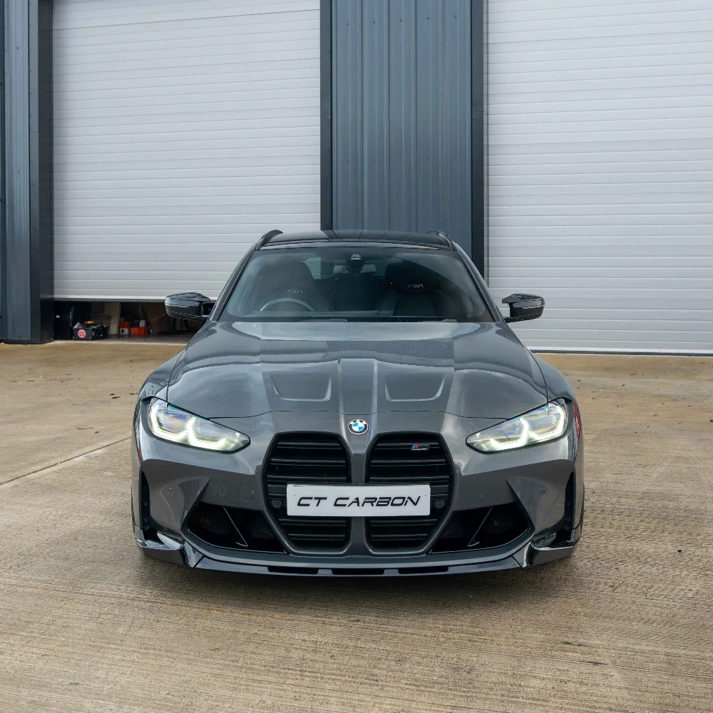 BMW M3 & M4 G80/G81/G82/G83 GLOSS BLACK SPLITTER - MP STYLE-Splitter-BLAK BY CT-CT Carbon - High-quality carbon fiber and gloss black aerodynamic parts for premium sports and luxury vehicles.