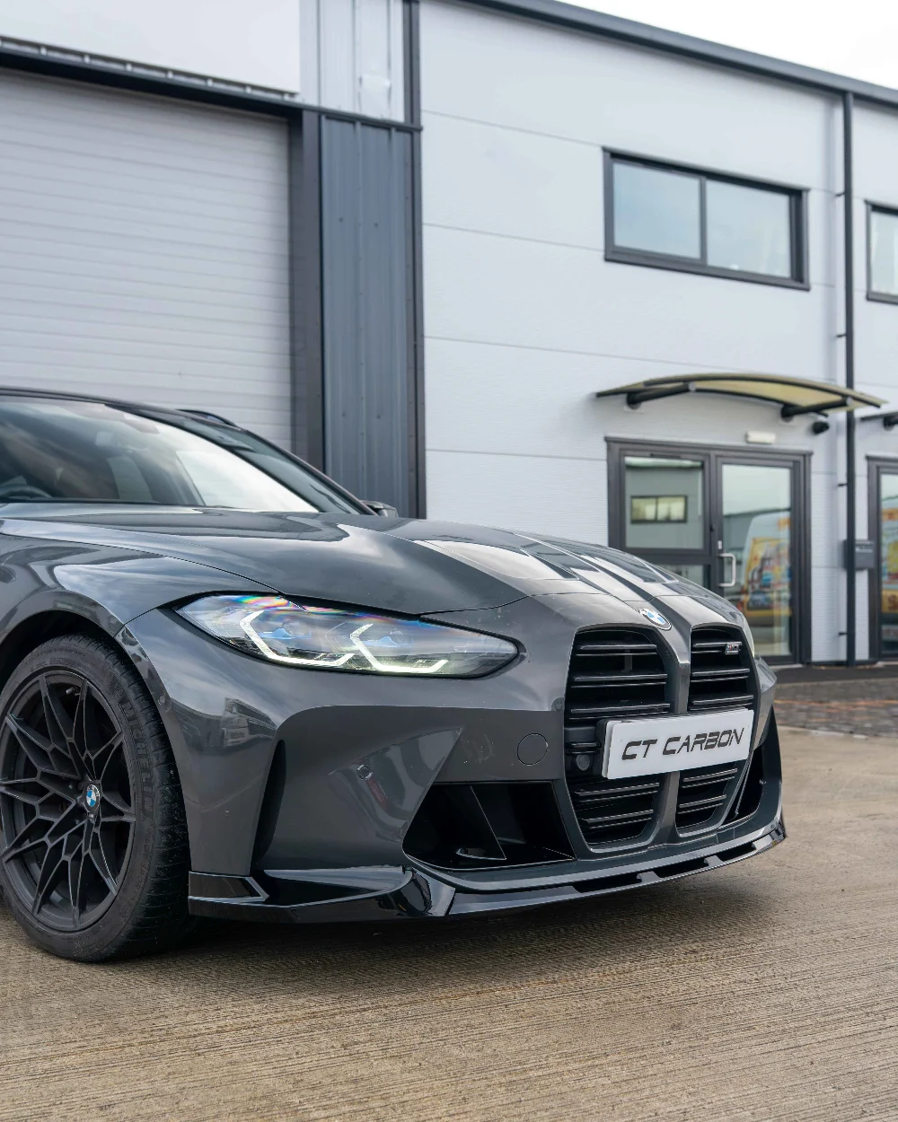 BMW M3 & M4 G80/G81/G82/G83 GLOSS BLACK SPLITTER - MP STYLE-Splitter-BLAK BY CT-CT Carbon - High-quality carbon fiber and gloss black aerodynamic parts for premium sports and luxury vehicles.